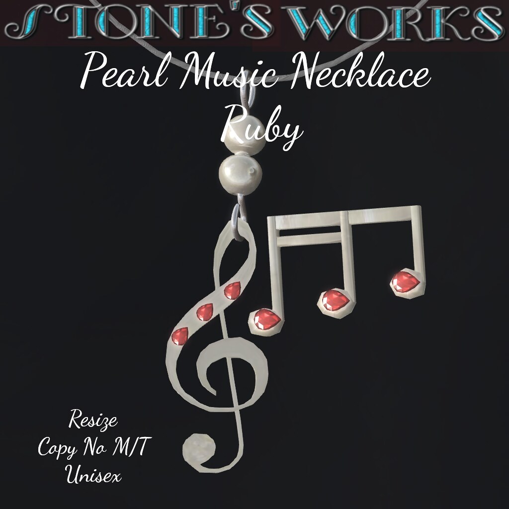 Pearl Music Necklace Ruby Stone’s Works