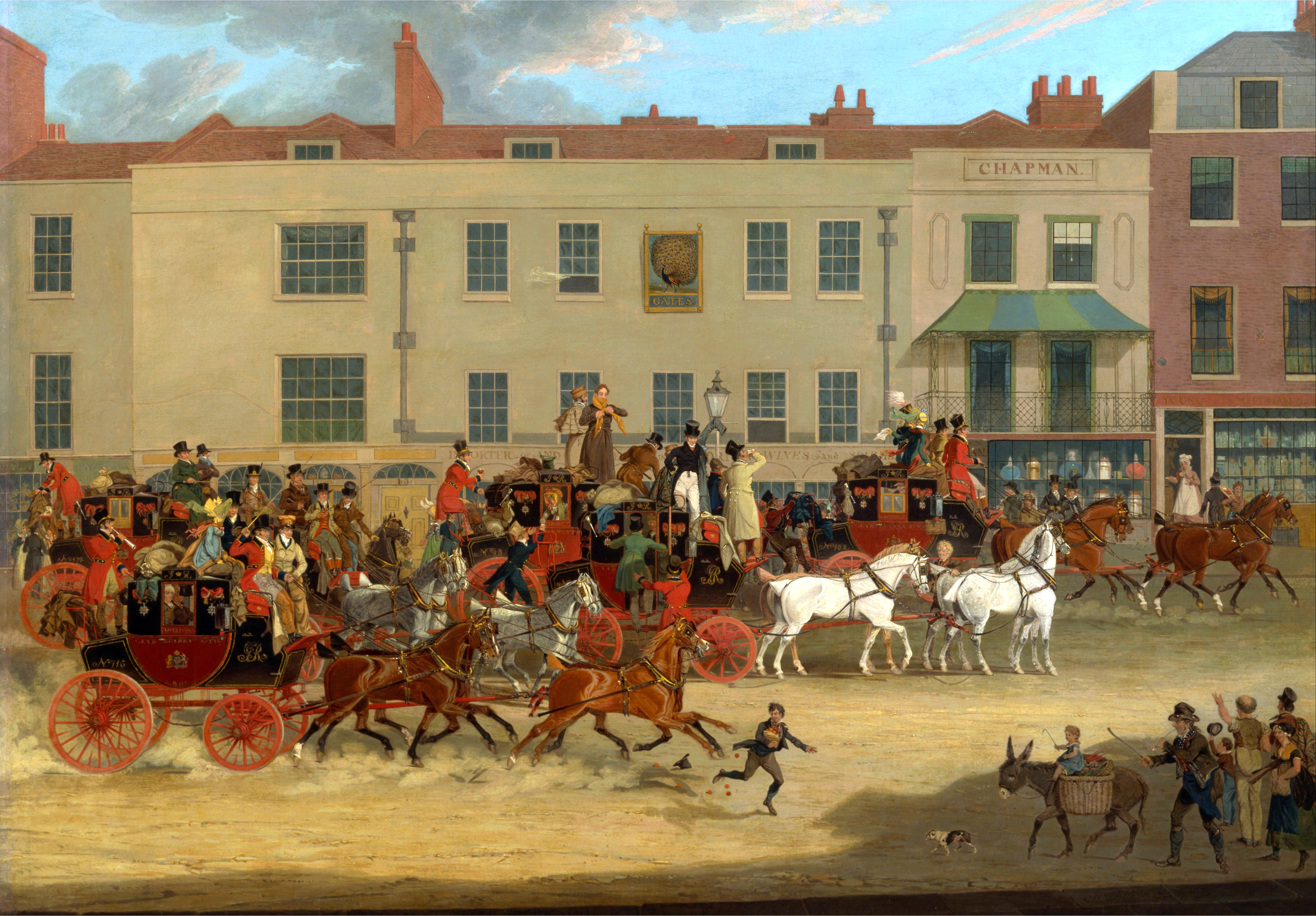 North Country Mails[note at The Peacock, Islington. Oil on canvas painting by James Pollard, 1821. Currently at the Yale Center for British Art in New Haven, Connecticut.
