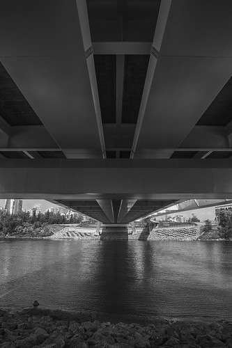 edmonton alberta canada bridge walterdalebridge northsaskatchewanriver water reflections edmontonrivervalley bw blackandwhite monochrome