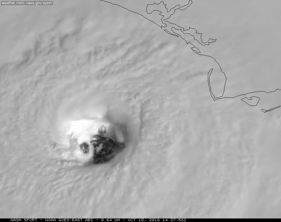 Satellite Close Up of Hurricane Michael's Eye