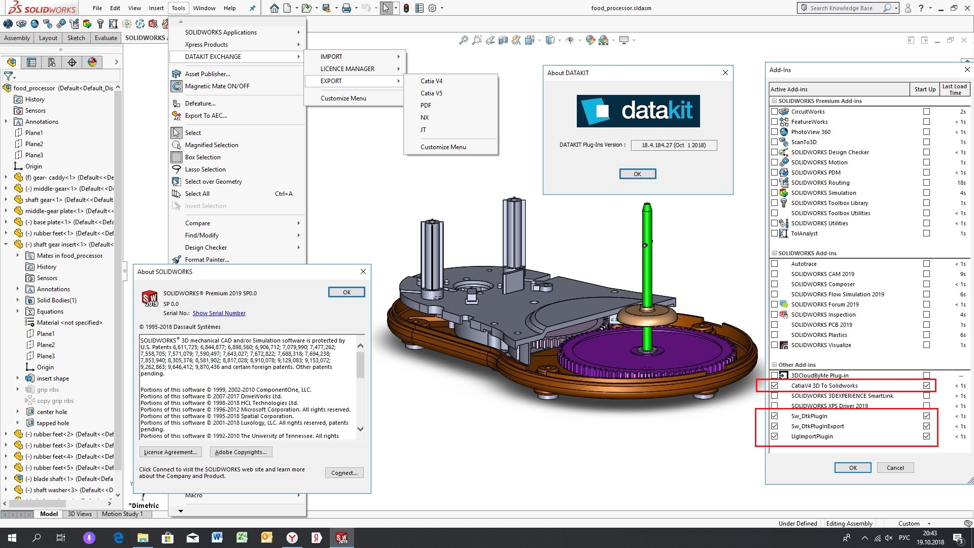 Working with DATAKIT 2018.4 Import-Export for SolidWorks 2010-2019