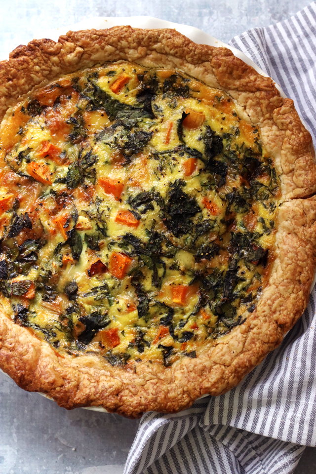 Butternut Squash, Brie, and Chard Quiche - Joanne Eats Well With Others