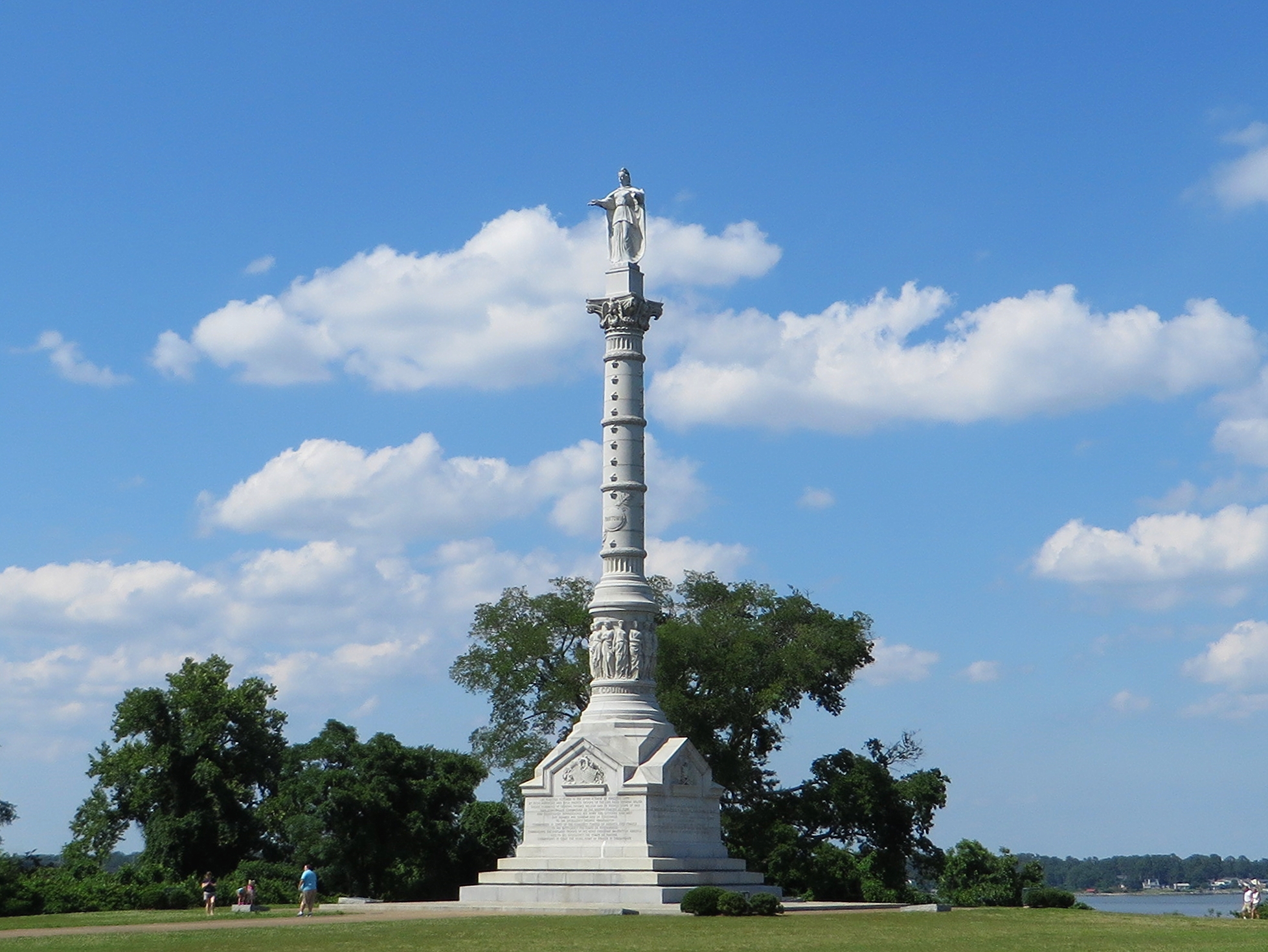 Yorktown Victory Monument overlooking the York River in Yorktown, Virginia. Photo taken by Ken Lund on June 14, 2014.