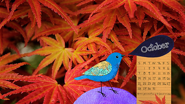 October desktop calendar 2018