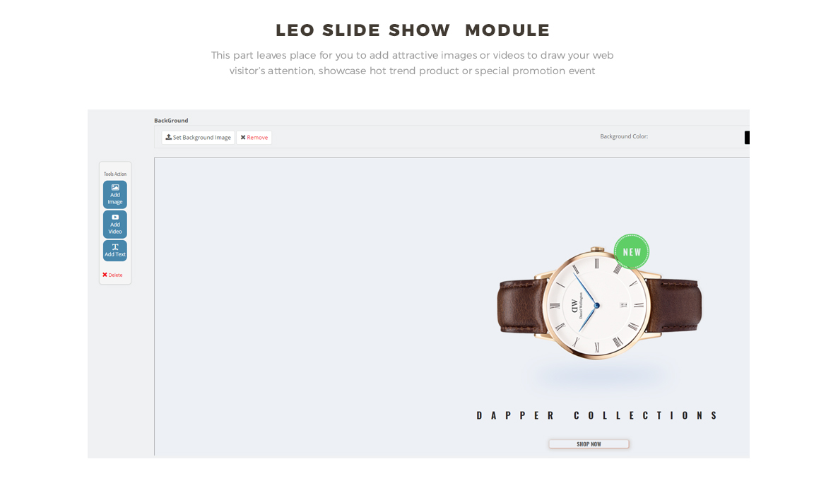 Slide show module for Fashion online store