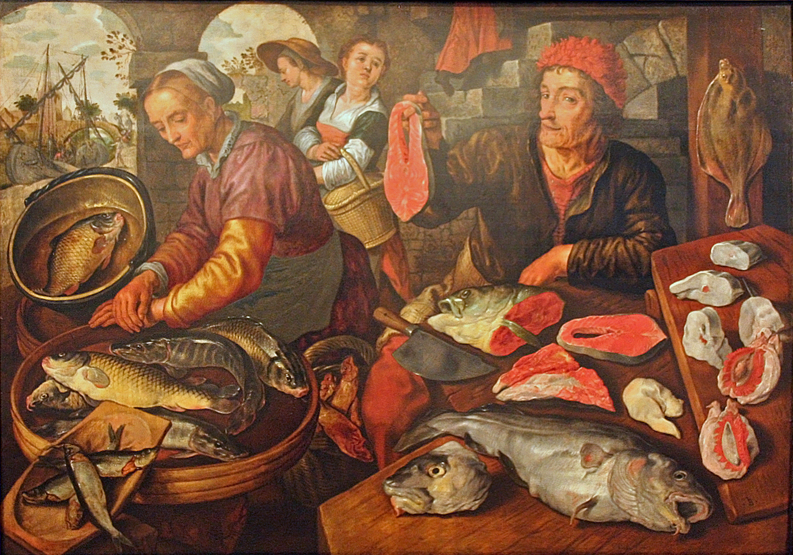 Sixteenth-century Flemish fishmonger displaying cod, by Joachim Beuckelaer.