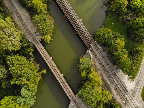 river bridge drone railroad