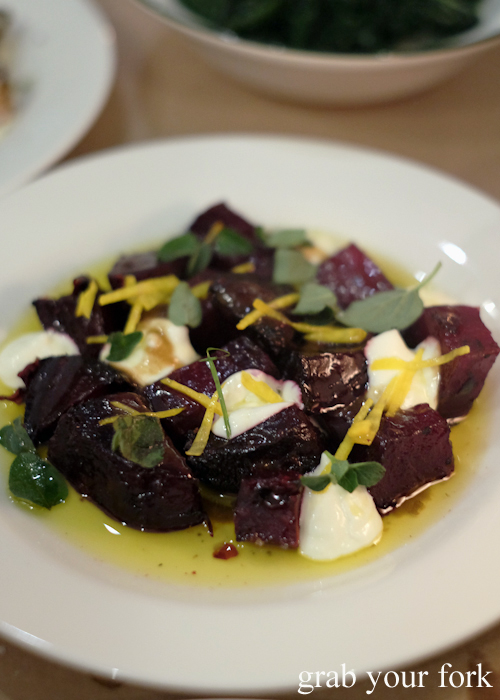 Beetroot with ricotta and burnt butter at Bistecca Sydney