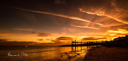 kinnegar holywood wooden jetty pier silhouette sunrise dawn early morning light belfast lough water reflections clouds kinnegardawn ronnielmills