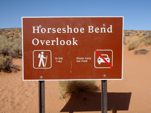 Sign leading to Horseshoe Bend in Arizona, USA