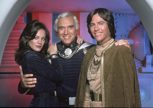 Battlestar Galactica - 1978 - Promo Photo - Maren Jensen, Lorne Greene, Richard Hatch