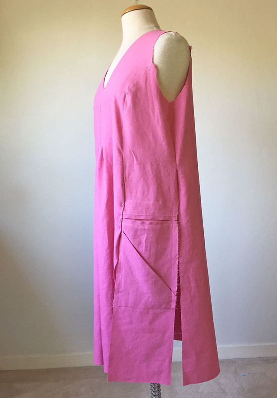 pink sample dress pocket view