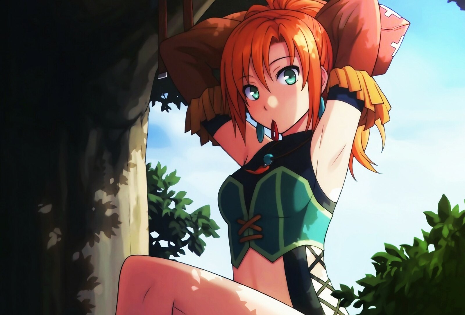 Hair anime orange girl with Anime Fox