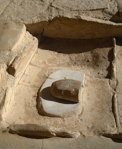 Metate at Spruce House, a cliff dwelling at Mesa Verde in Colorado, USA