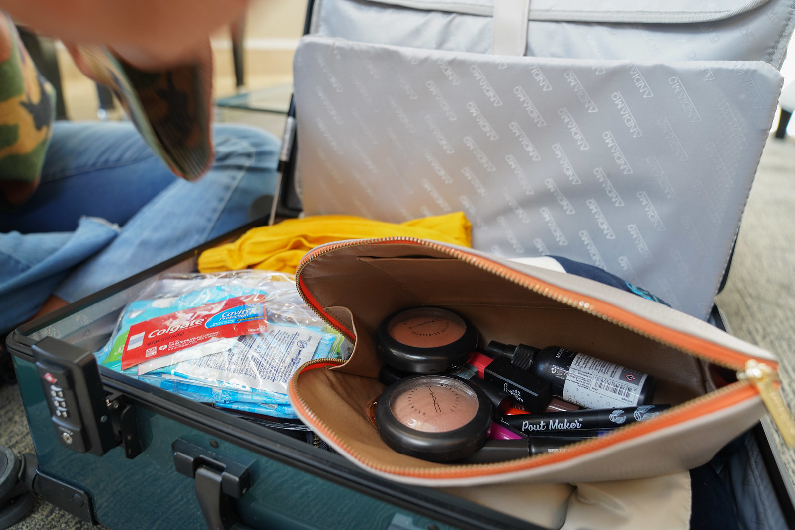 how to store makeup in a carry on suitcase