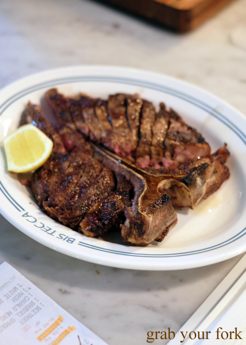Bistecca alla fiorentina T-bone steak at Bistecca Sydney