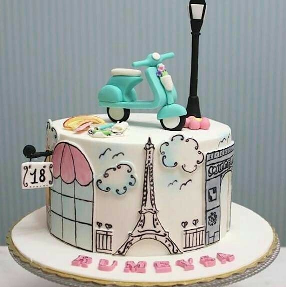 Whimsical Eiffel Tower-Accented Wedding Cake