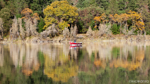 autumn boat color d90 fishing flyfishing nikon oregon outdoorphotography reflection river rocks rogueriver tamron1750 trees water