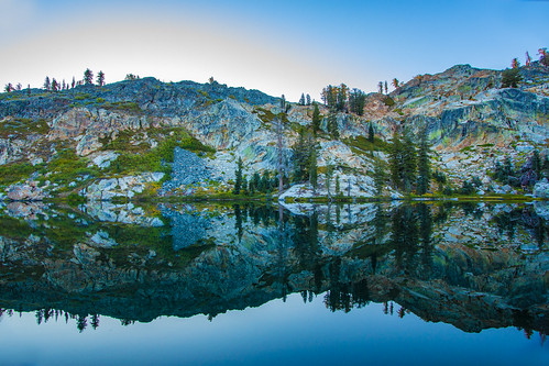 bareislandlake california maderacounty sierranationalforest backpacking camping granite lake quiet reflection serene sunlight sunrise