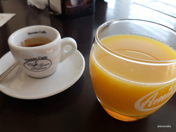  Espresso and orange juice