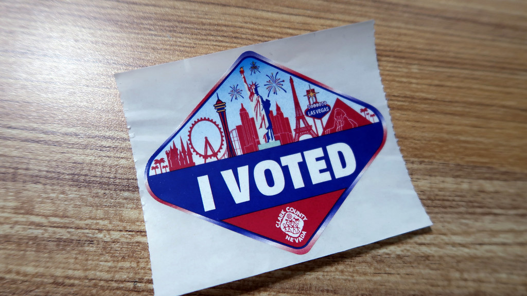 The "I Voted" stickers in Las Vegas are fancy