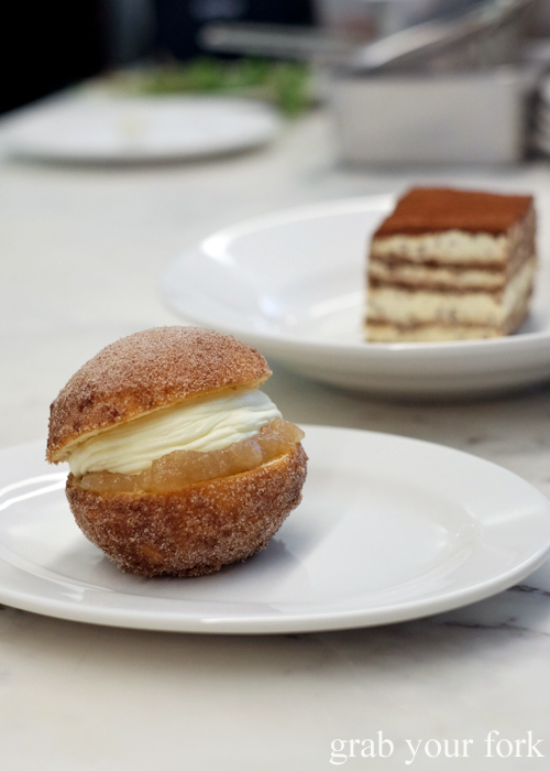 Bombolone with stewed apples and mascarpone at Bella Brutta Pizza in Newtown