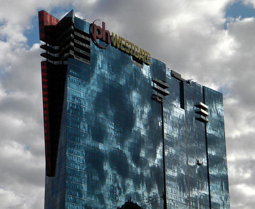 Reflection of clouds in a glass high-rise in Las Vegas, Nevada, USA
