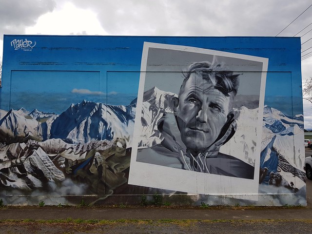 Sir Edmund Hillary Street art mural, Paeroa - New Zealand