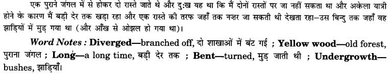 NCERT Solutions for Class 9 English Beehive Poem Chapter 1 The Road not taken Q.1