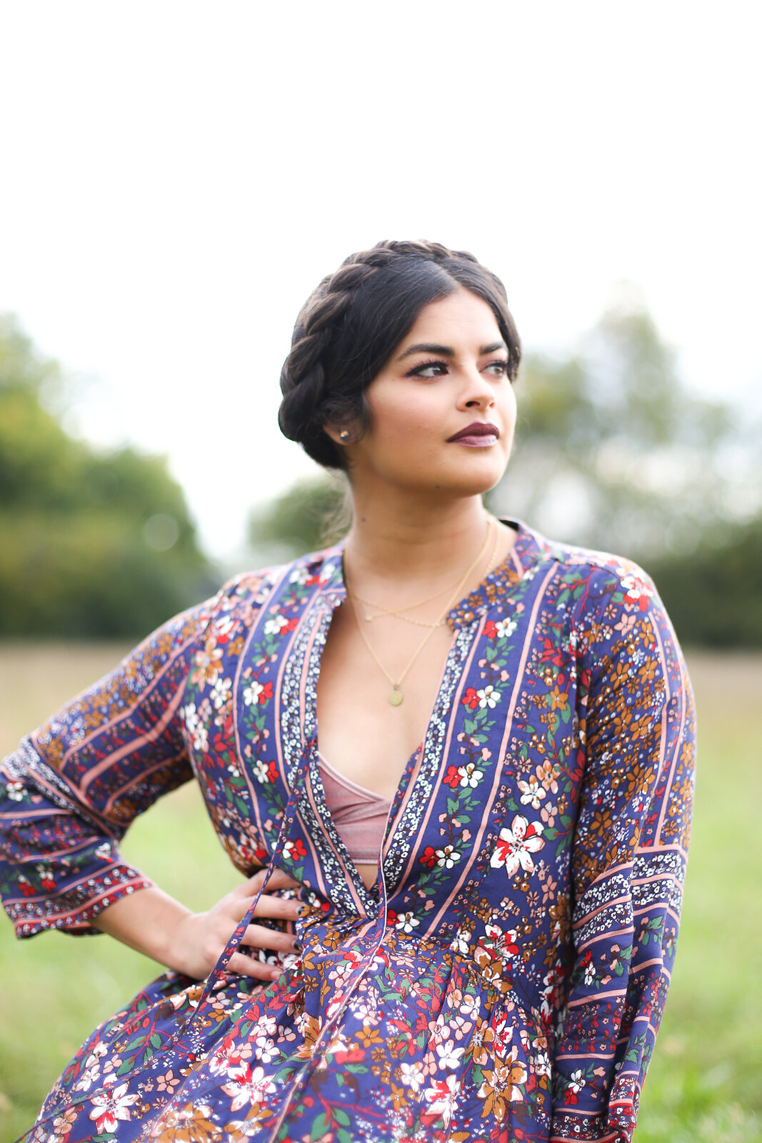 Priya the Blog, Nashville style blog, Nashville style blogger, Nashville fashion blog, Nashville fashion blogger, Vinnie Louise Nashville, ColourPop Lippie Stix in Lumiere, stackable necklaces, Fall outfit, how to wear a floral maxi dress, Rag & Bone Harrow booties, Fall outfit with floral maxi dress