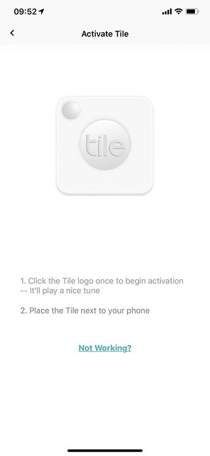 Tile Mate iOS App - Activate Tile