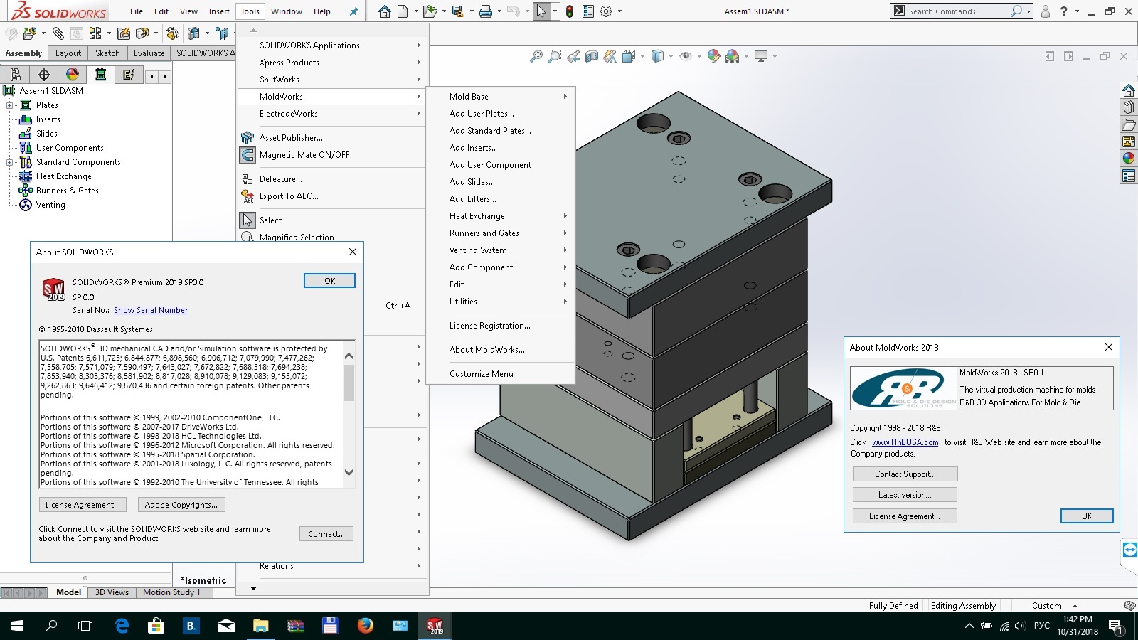 Working with R&B MoldWorks 2018 SP0.1 for SolidWorks 2015-2019 full