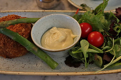 Harrods Cafe - Fish Cake Poached Asparagus