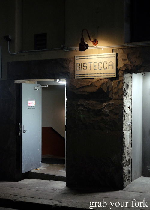 Entrance to Bistecca Sydney on Dalley Street