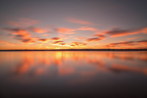 sunrise dawn daybreak clouds sky lake reflections longexposure landscape chatfieldstatepark colorado