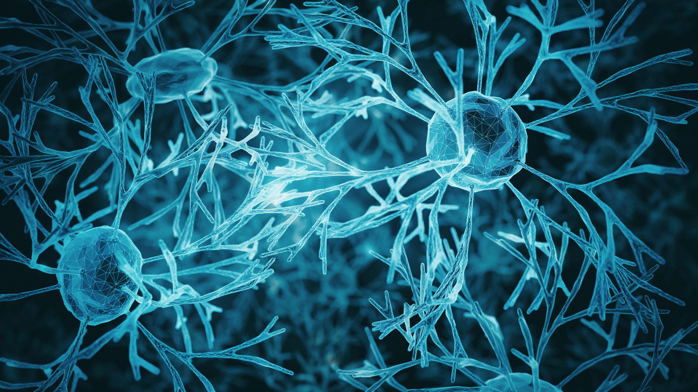 3d rendered image of Neuron cell network