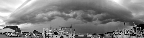 japan utoro harbour storm cloud ship boat
