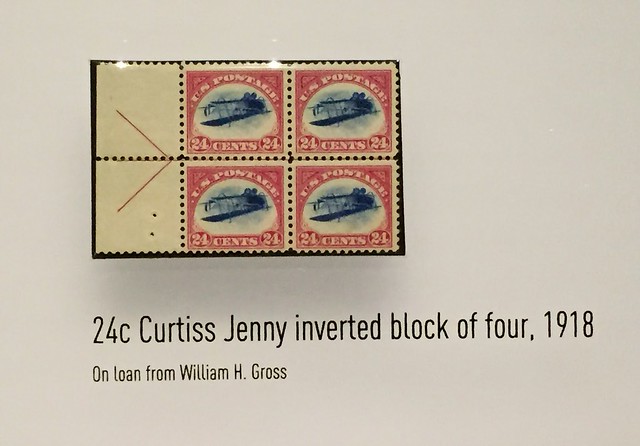 United States Scott #C3a - Inverted Jenny - block of 4 at Smithsonian National Postal Museum, Washington, D.C.