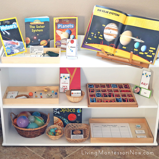Montessori Shelves with Solar System Themed Activities