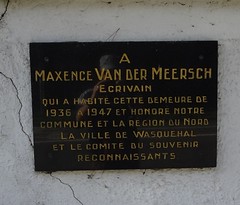 Wasquehal Commemoration plate for  Maxence Van der Meersch,  7 quai des Alliés