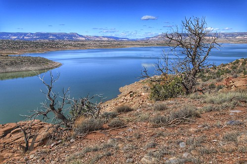 blue sby overlook newmexico road scenic landscape lake warer reservoir