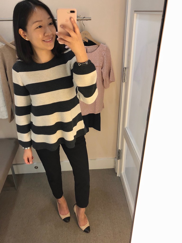 LOFT Striped Swingy Sweater, size XS regular