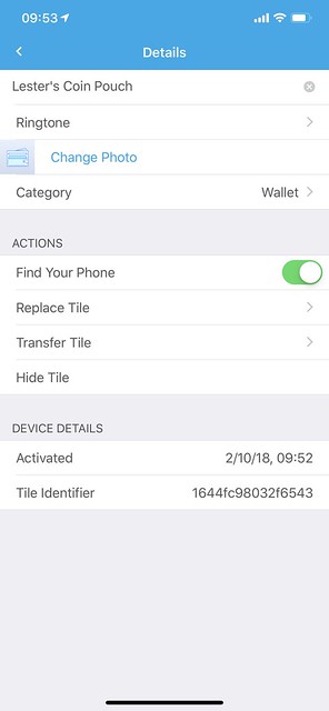Tile Mate iOS App - Tile Settings