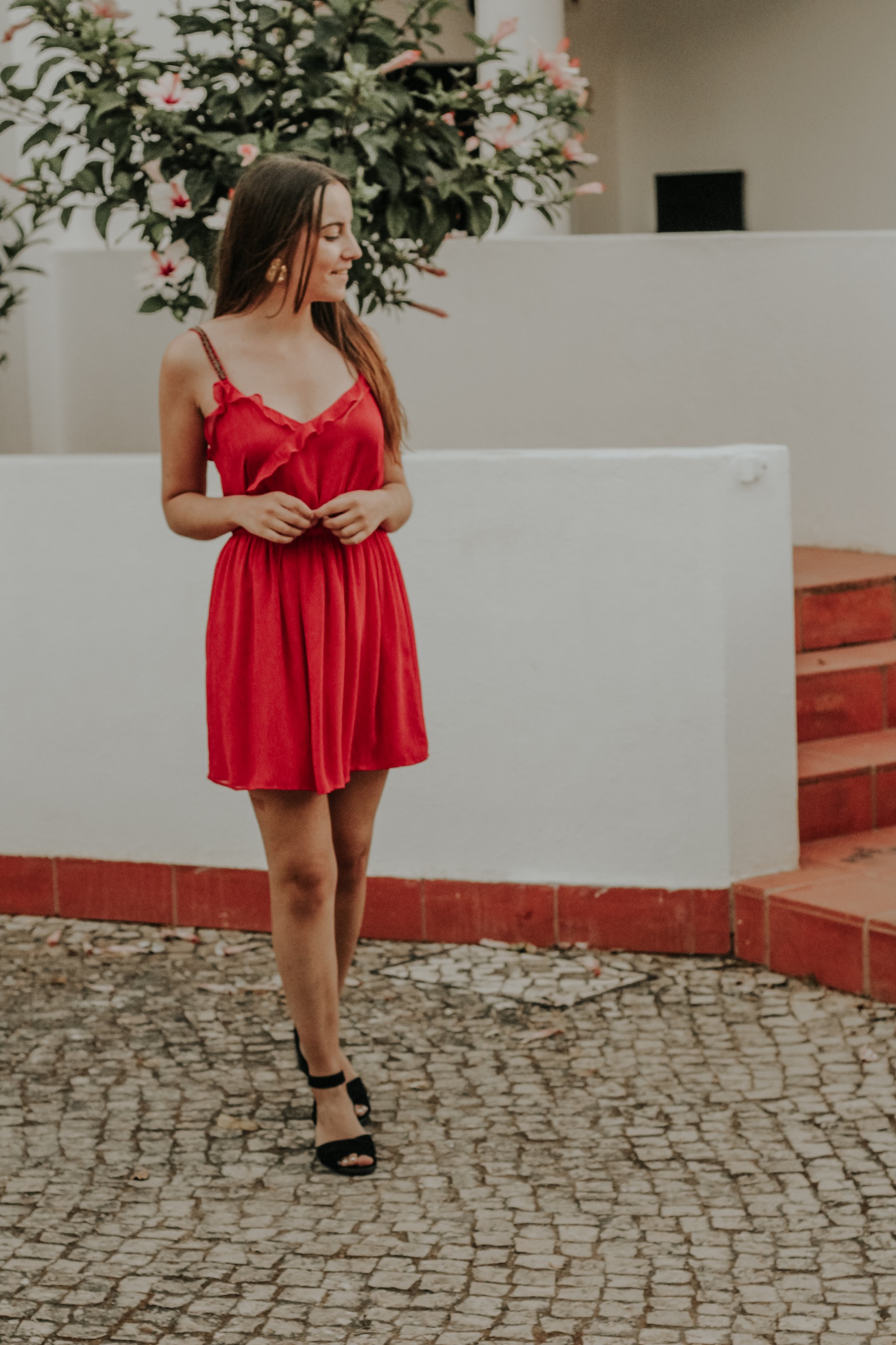 zara_red_dress_outfit_rockport_sandals