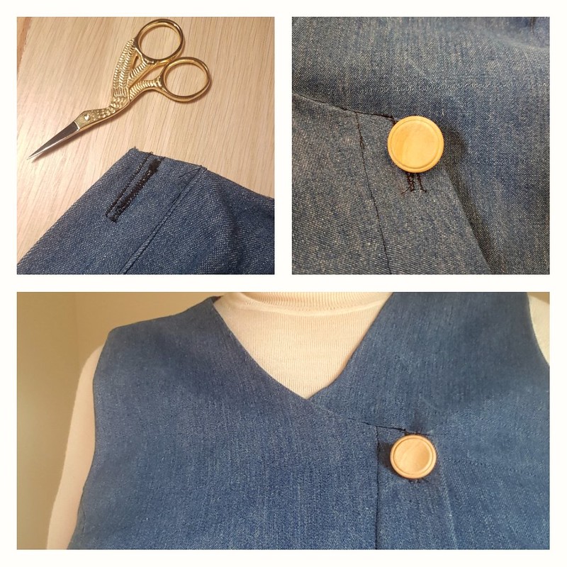Peppermint button up dress - the final failed button hole