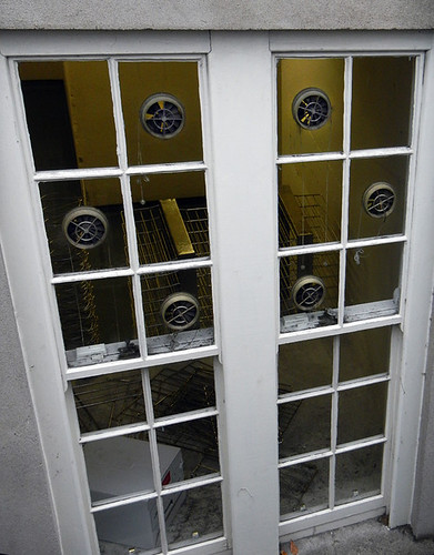 A kitchen window with fans installed in Dublin's Modern Art Gallery, Ireland
