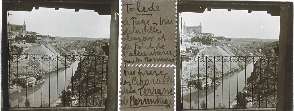 Vista de Toledo desde la ermita del Valle hacia 1935. Cristal estereoscópico de autor anónimo francés. Colección de Eduardo Sánchez Butragueño.