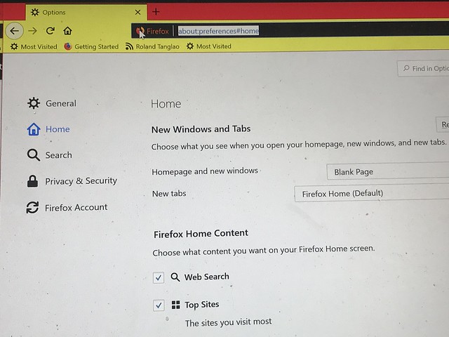 about:preferences#home firefox 62.0.2, Windows 10, September 26, 2018