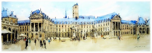 googleearthstreetview croquis sketch aquarelle watercolour watercolor aguarela acuarela palais duc bourgogne panoramique panoramic