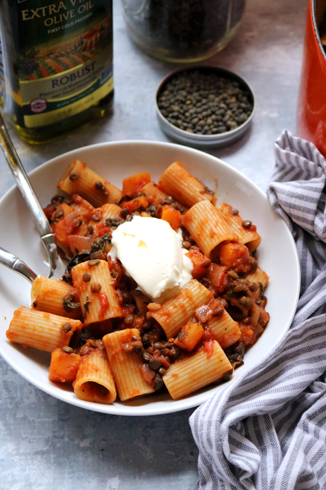 Butternut Squash and Lentil Bolognese with Mascarpone